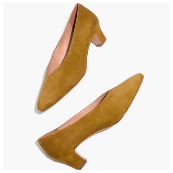 Madewell Women’s Etta Pointy Toe Suede Leather Pump in Spiced Olive - Picture 1 of 14